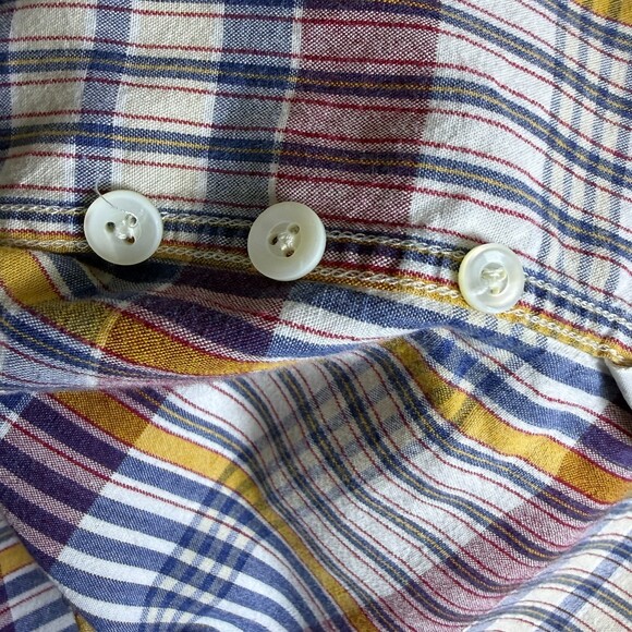 UNIQUE VINTAGE Ralph Lauren Men's Sz L Plaid 3 Button Pullover Dress Shirt - Picture 13 of 15